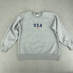Vintage Y2K Mens XL Crewneck Sweatshirt USA 1776 Olympic Games Freedom Flag 90’s